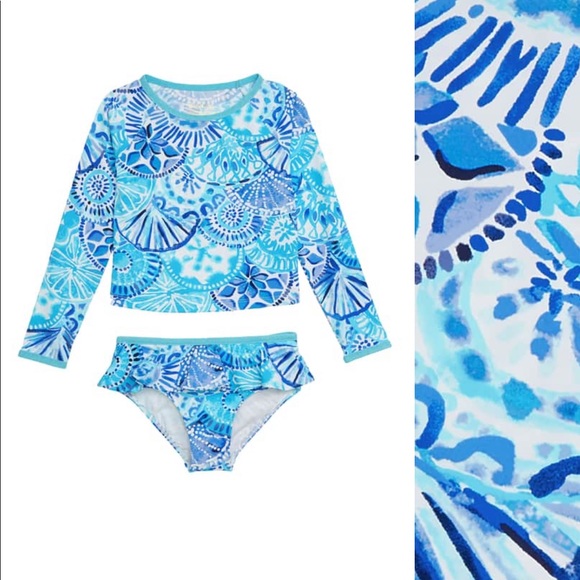 Lilly Pulitzer Swim Nwt Lilly Pulitzer Kids Cora Rash Guard Set